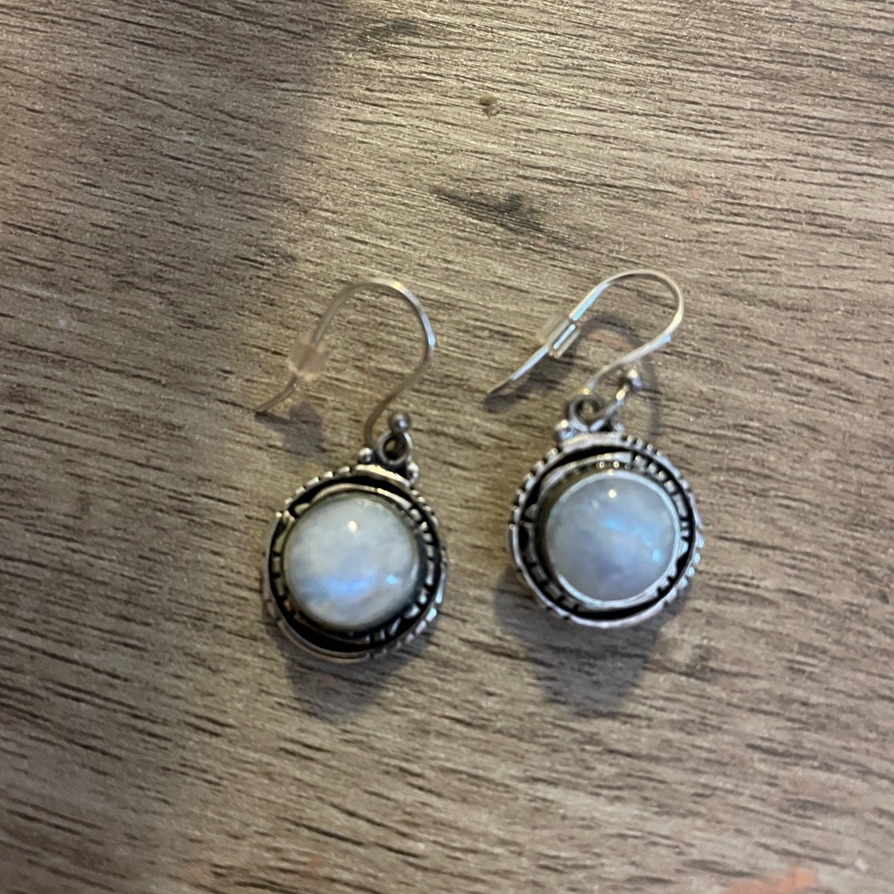 White moonstone dangle earrings